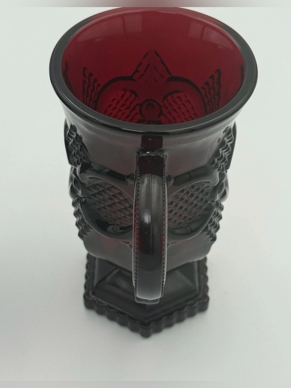 Vintage Avon 1876 Cape Cod Ruby Red Pedestal Glass Coffee Mugs Pressed Lot Of 2 - Picture 10 of 10